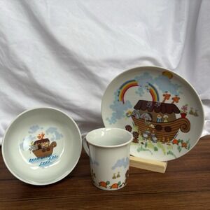Vintage George‎ Good Noah's Ark 3-piece Children's Dinnerware Set Made In Japan